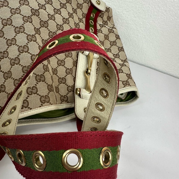 GUCCI Grommet Canvas GG sherryline tote bag - Picture 7 of 13